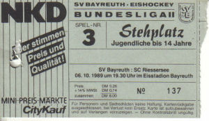 Eintrittskarte Saison 1989 / 1990
